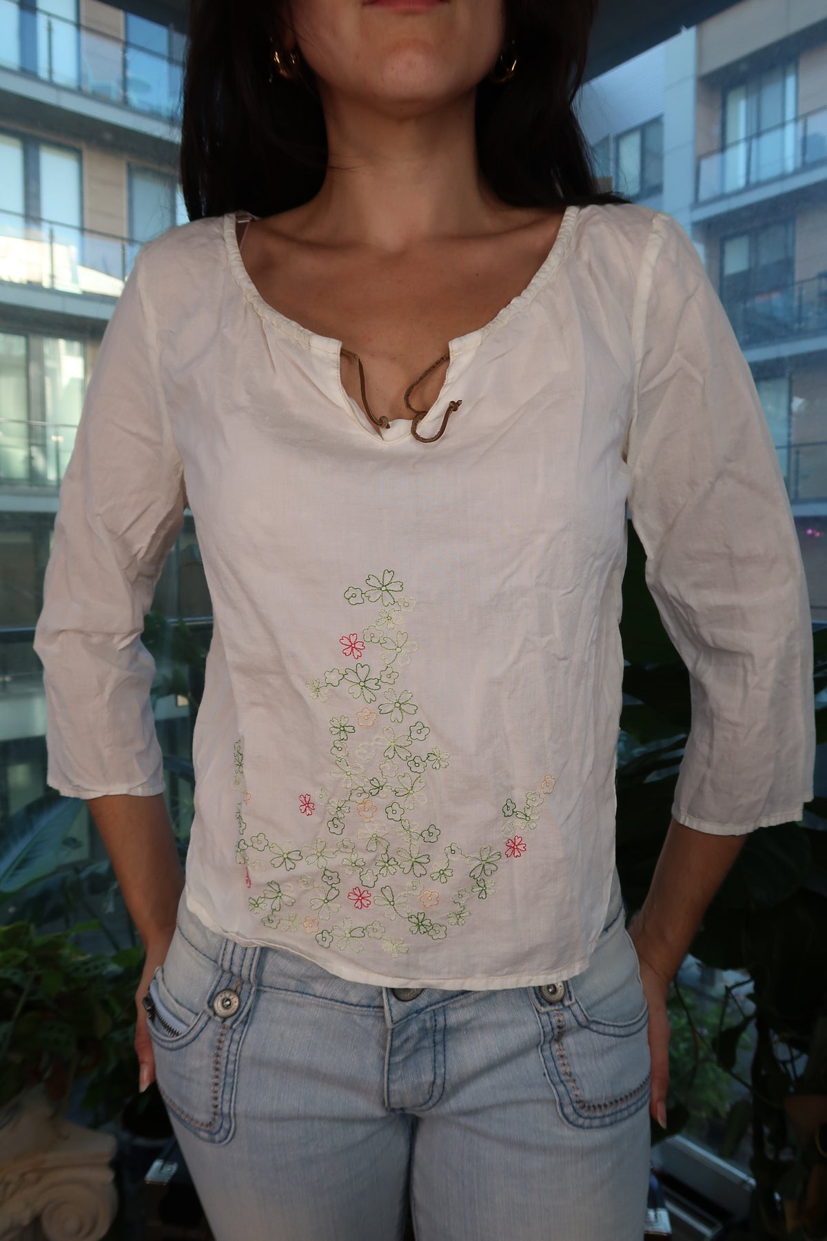 Vintage 2000s Calvin Klein Jeans Embroidered Peasant Tunic Top - Elektra Vintage