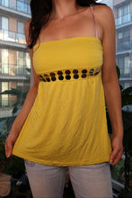 Load image into Gallery viewer, Vintage Y2K Express Yellow Sequin Trim Tube Top
