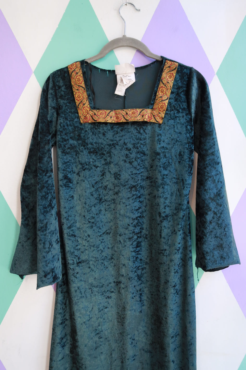 Vintage Teal Velvet Renaissance Costume Dress