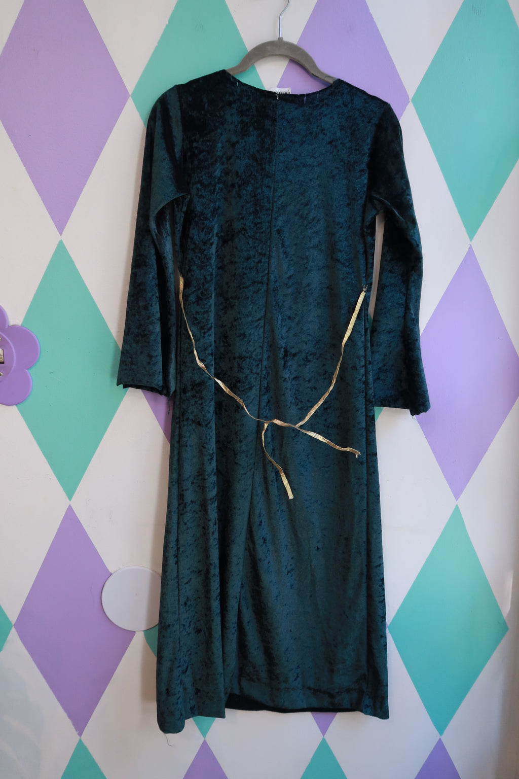 Vintage Teal Velvet Renaissance Costume Dress