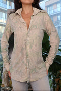 Vintage 1970s Venice Canal Cityscape Print Blouse