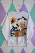 Vintage Halloween Witch Cat Pumpkin Graphic Sweatshirt