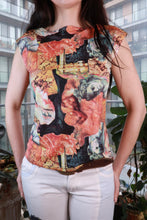 Load image into Gallery viewer, Vintage 2000s Renaissance art print fitted women's top by Elektra Vintage featuring classical statue graphic and Y2K style.
