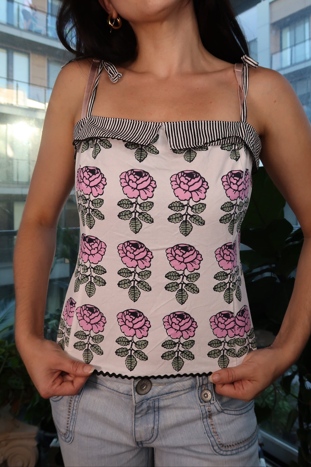 Marimekko Floral Print Bodice Top with Tie Straps - Elektra Vintage