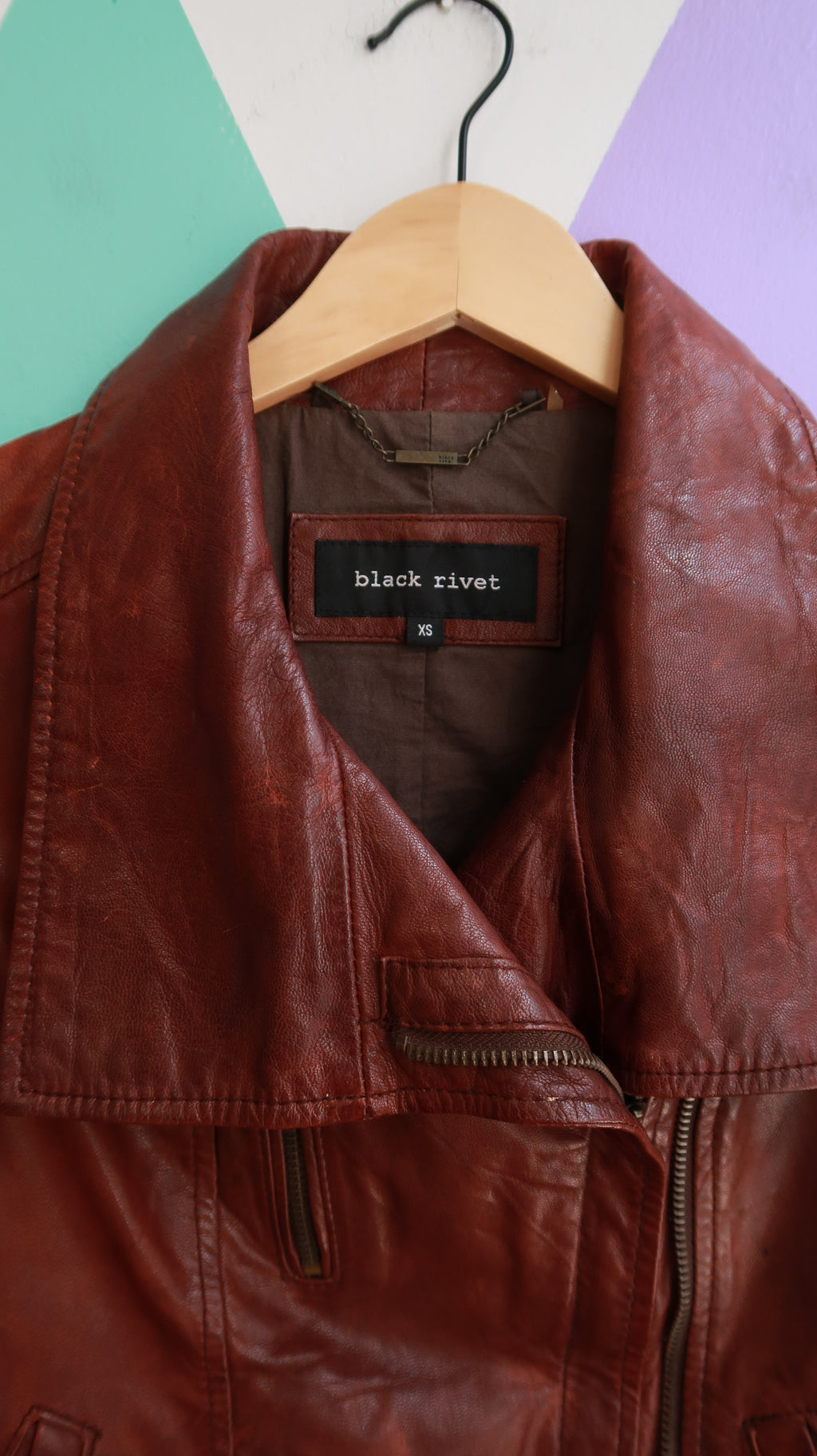 Vintage Brown Genuine Leather Moto Jacket