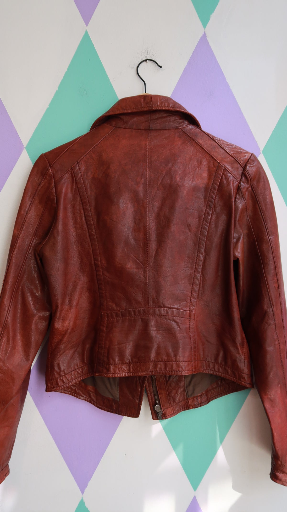 Vintage Brown Genuine Leather Moto Jacket