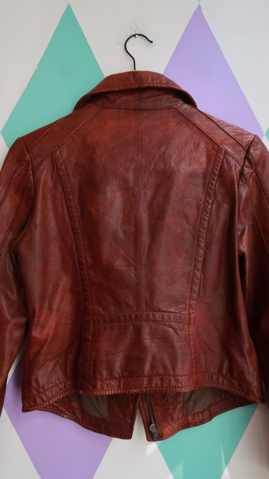 Vintage Brown Genuine Leather Moto Jacket