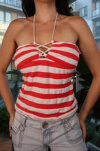 Load image into Gallery viewer, Vintage Ralph Lauren Red and White Striped Halter Top
