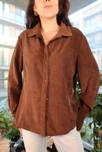Load image into Gallery viewer, Brown Faux Suede Button-Up Shirt
