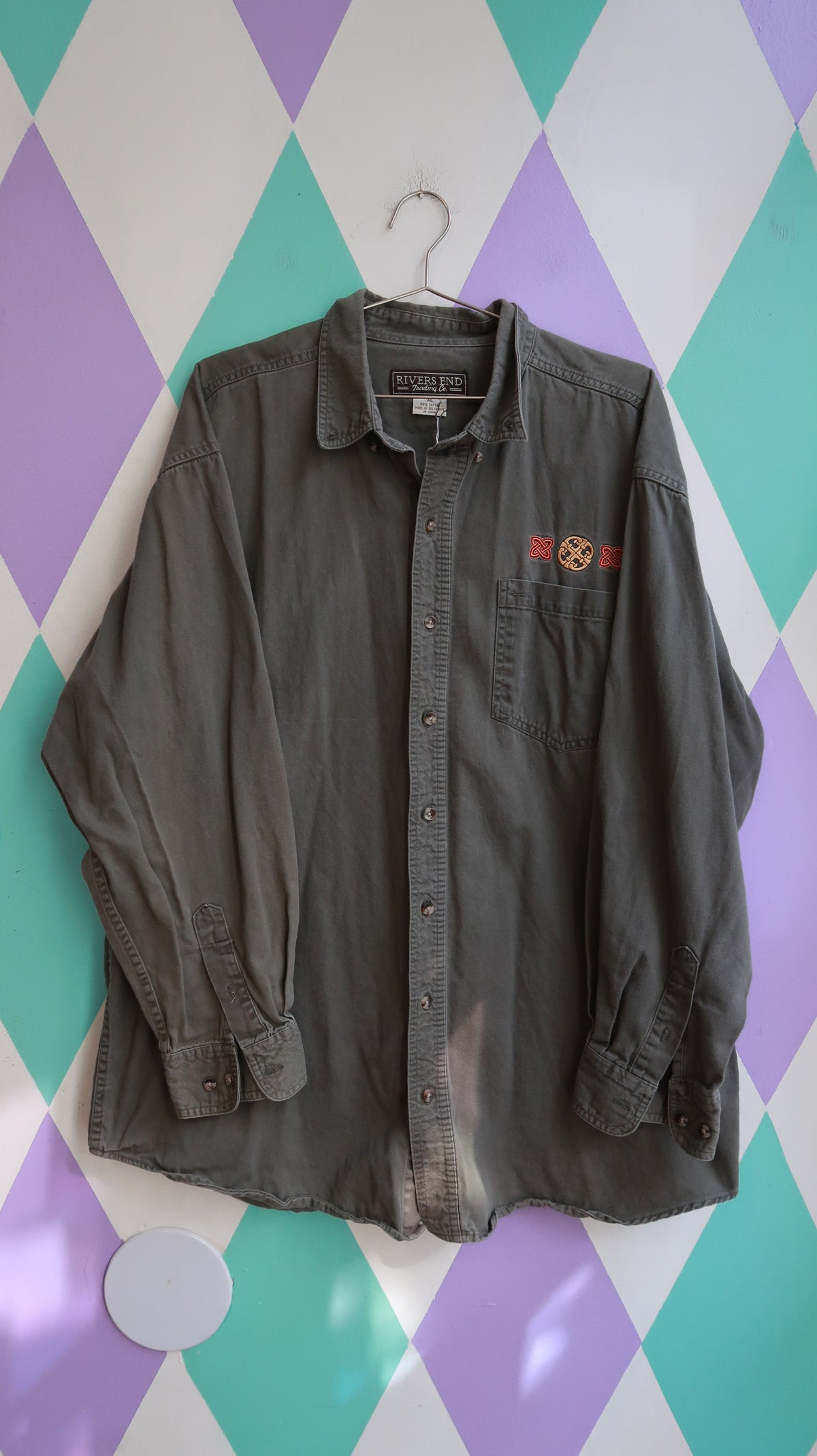 Vintage 90s Embroidered Button Up Shirt