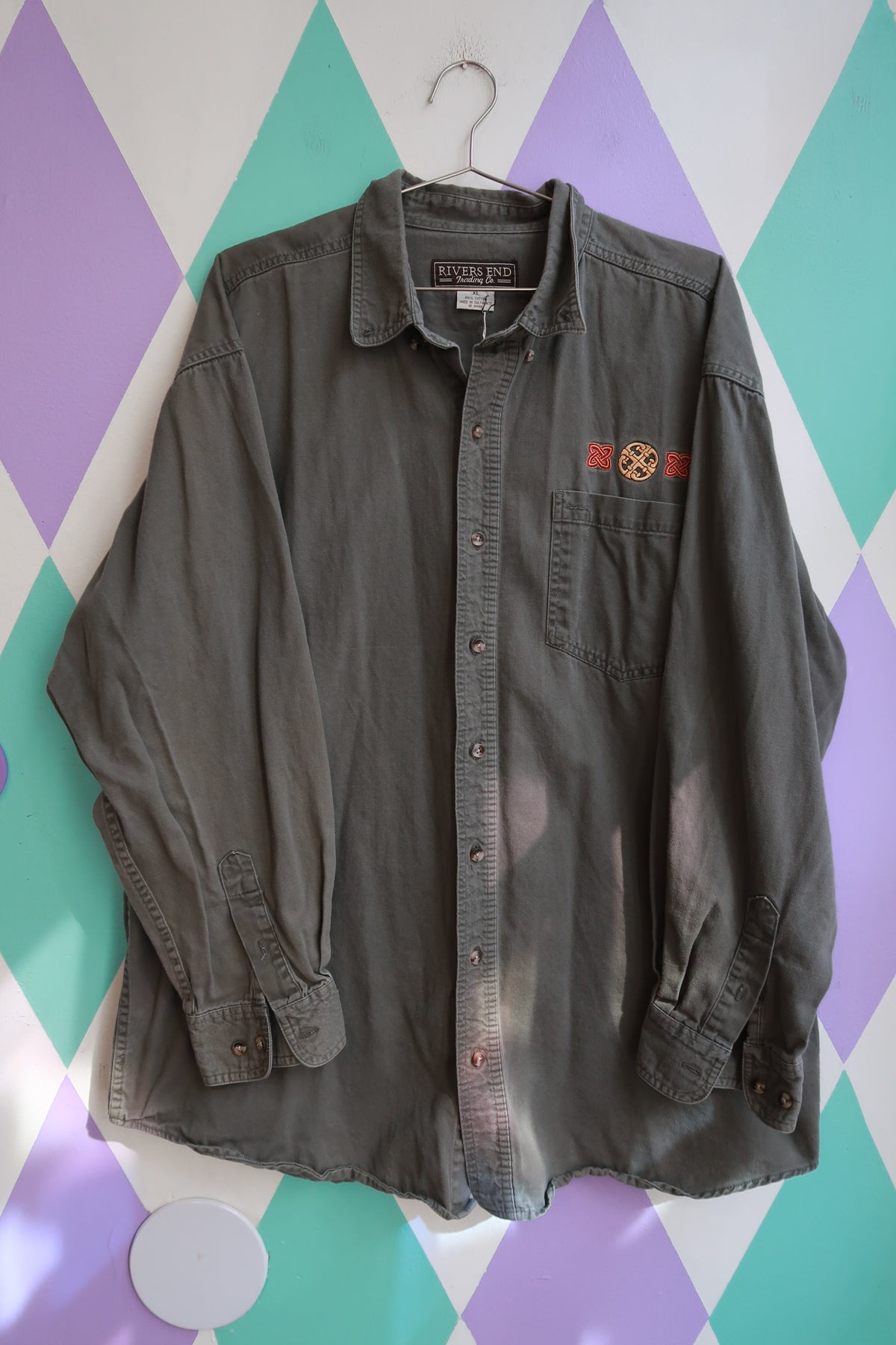 Vintage 90s Embroidered Button Up Shirt