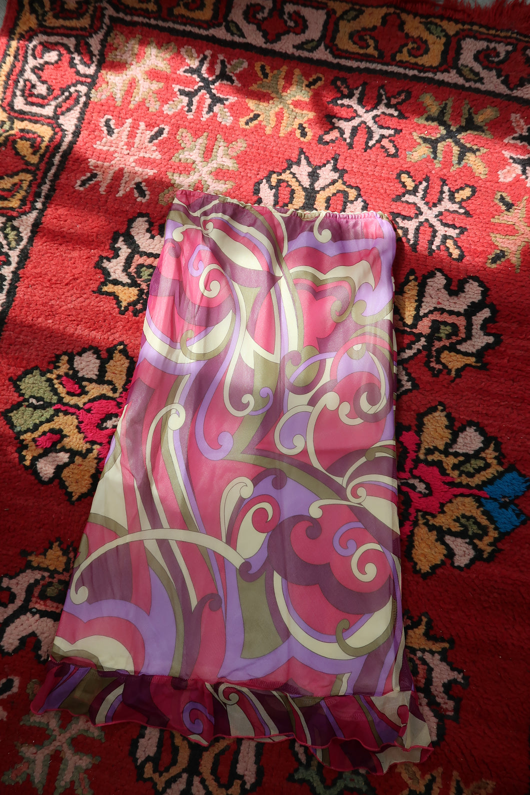 Vintage 100% Silk Psychedelic Print Slip Skirt