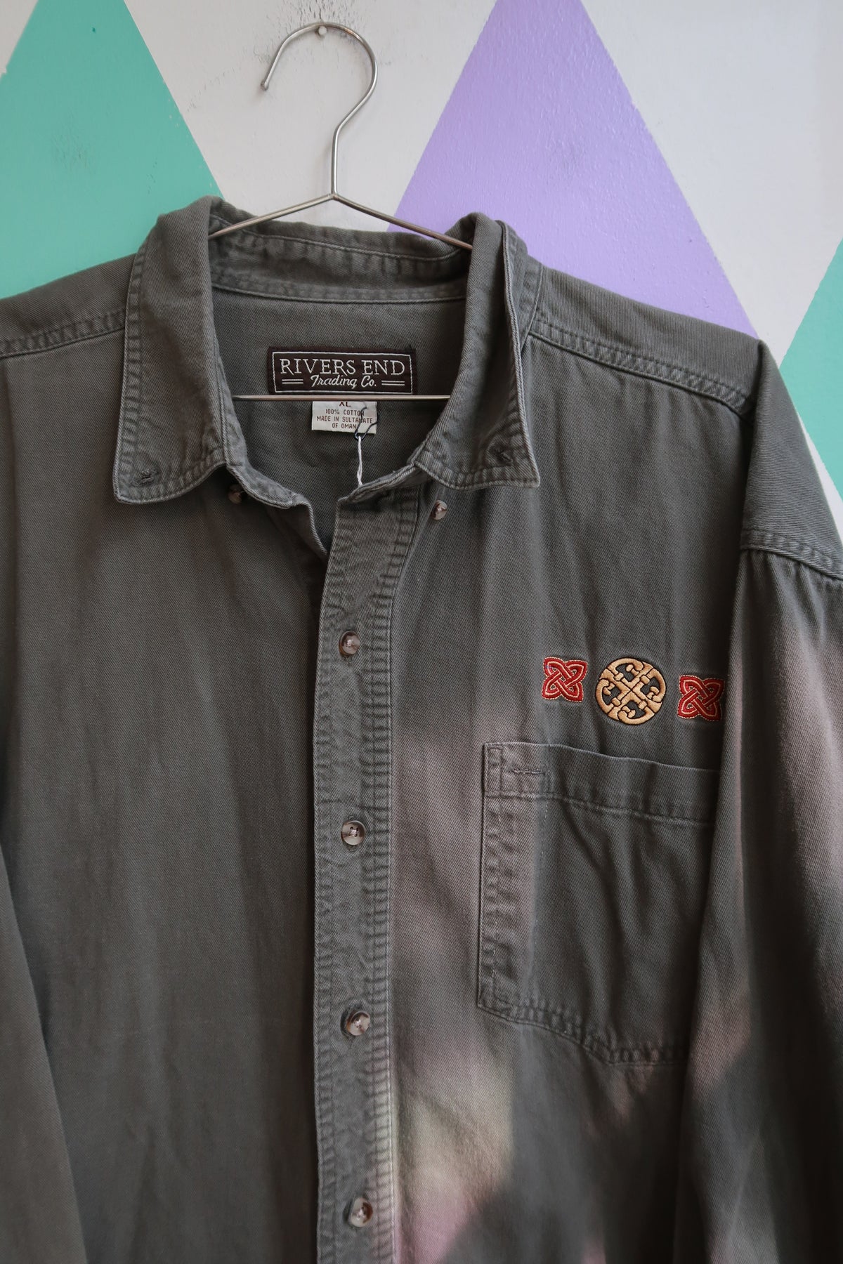 Vintage 90s Embroidered Button Up Shirt