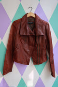 Vintage Brown Genuine Leather Moto Jacket
