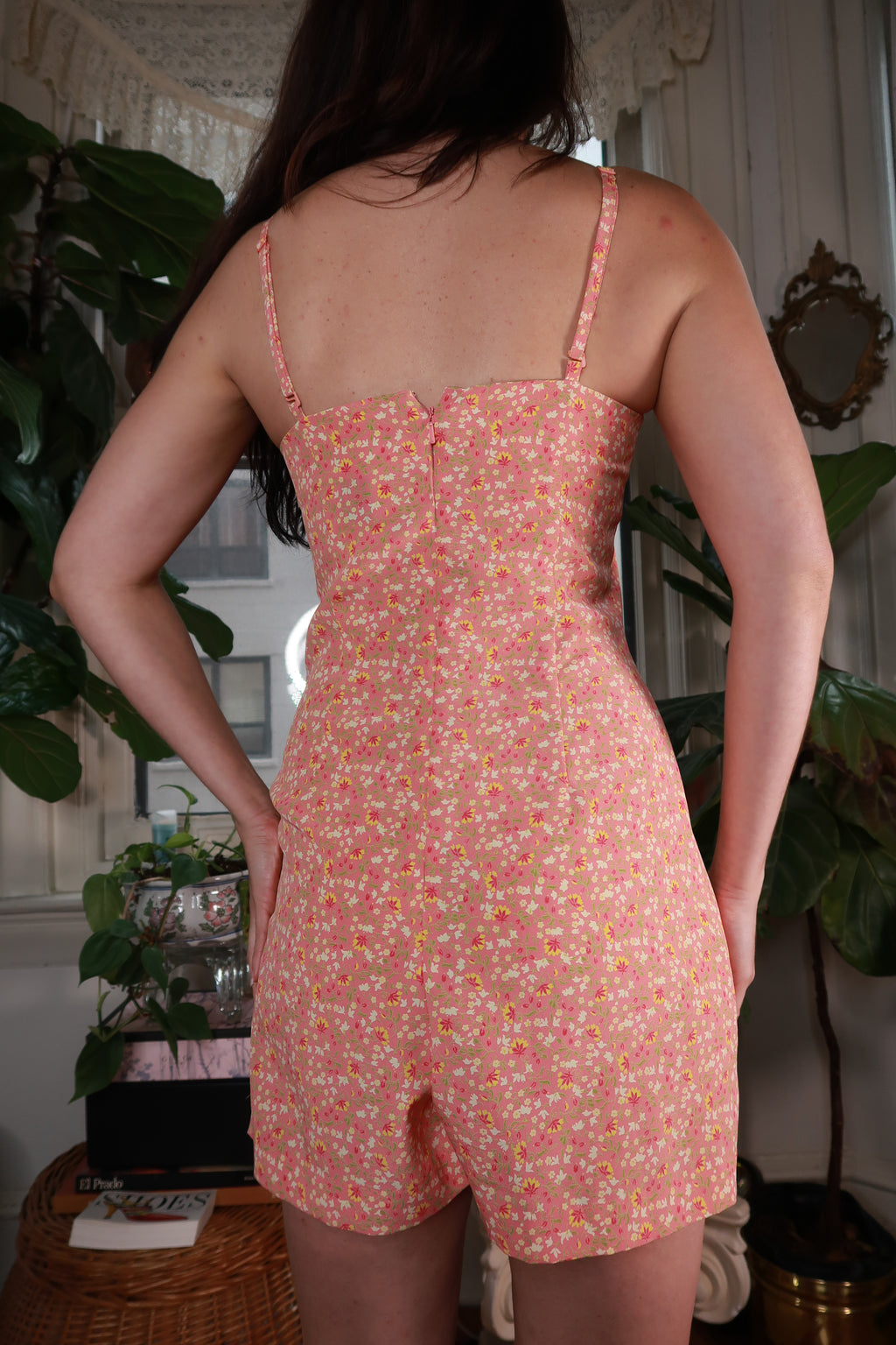 Vintage Express Pink Floral Romper
