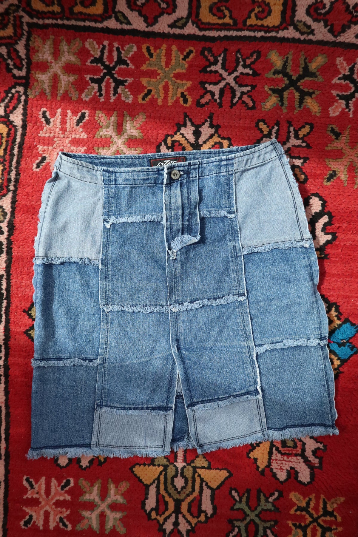 Vintage 2000s Lazer Jeans Patchwork Denim Skirt - Elektra Vintage