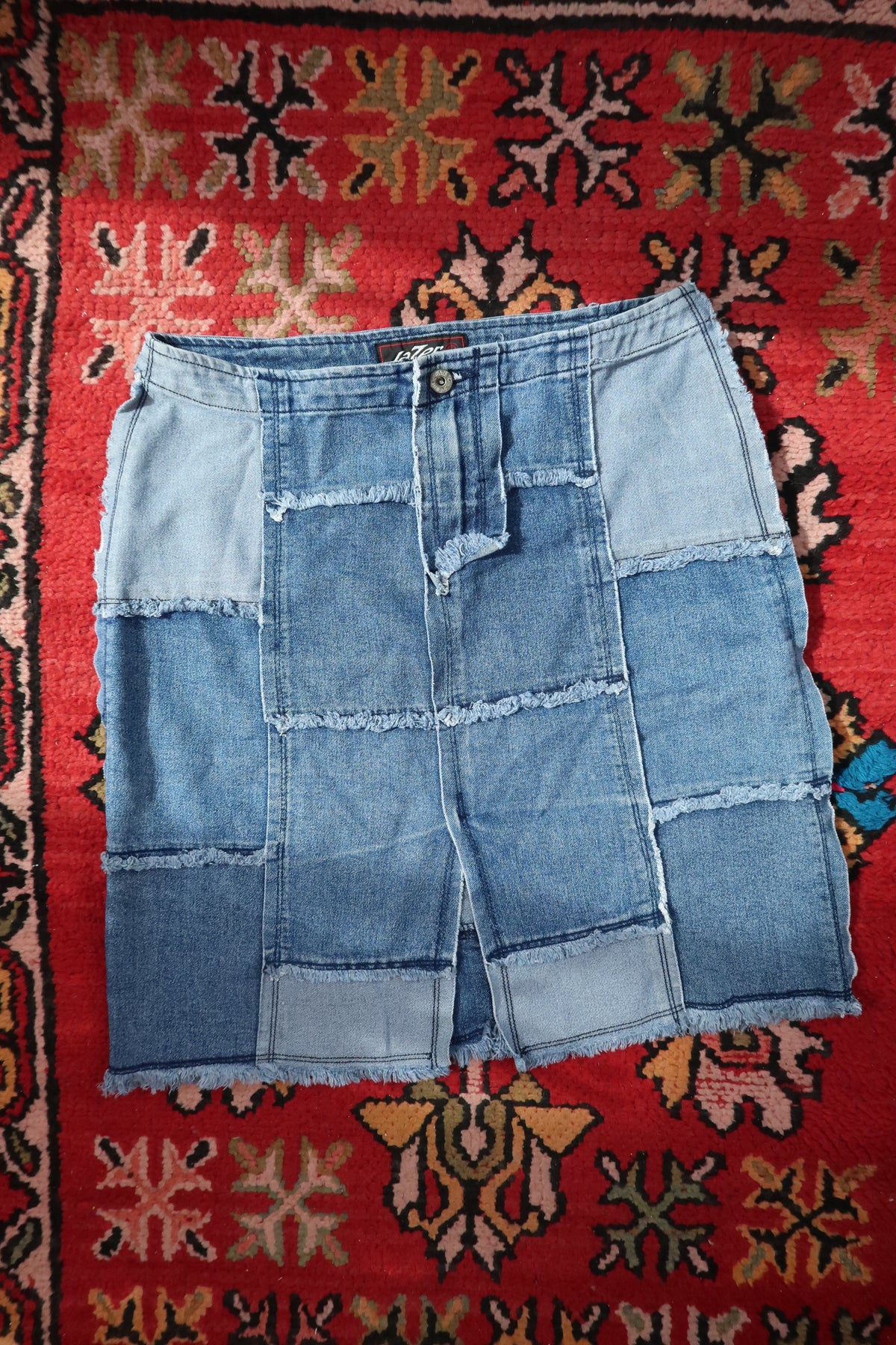 Vintage 2000s Lazer Jeans Patchwork Denim Skirt - Elektra Vintage