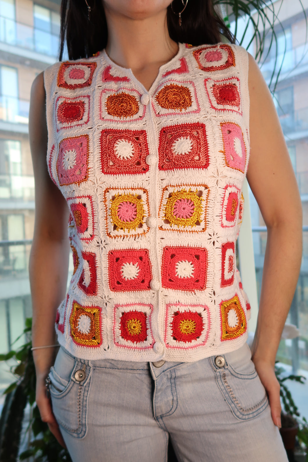 NWT Vintage Crochet Granny Square Vest