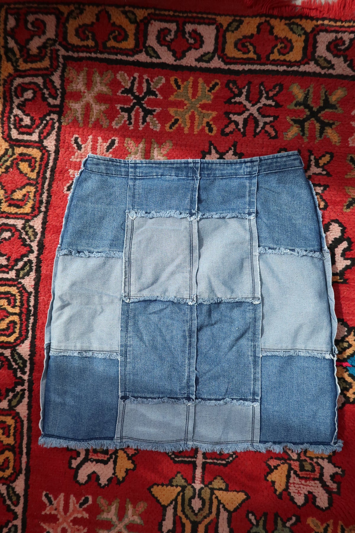Vintage 2000s Lazer Jeans Patchwork Denim Skirt - Elektra Vintage