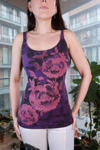 Load image into Gallery viewer, Elektra Vintage women's purple floral tank top with butterfly print, fitted Y2K grunge cami style, perfect for casual wear
