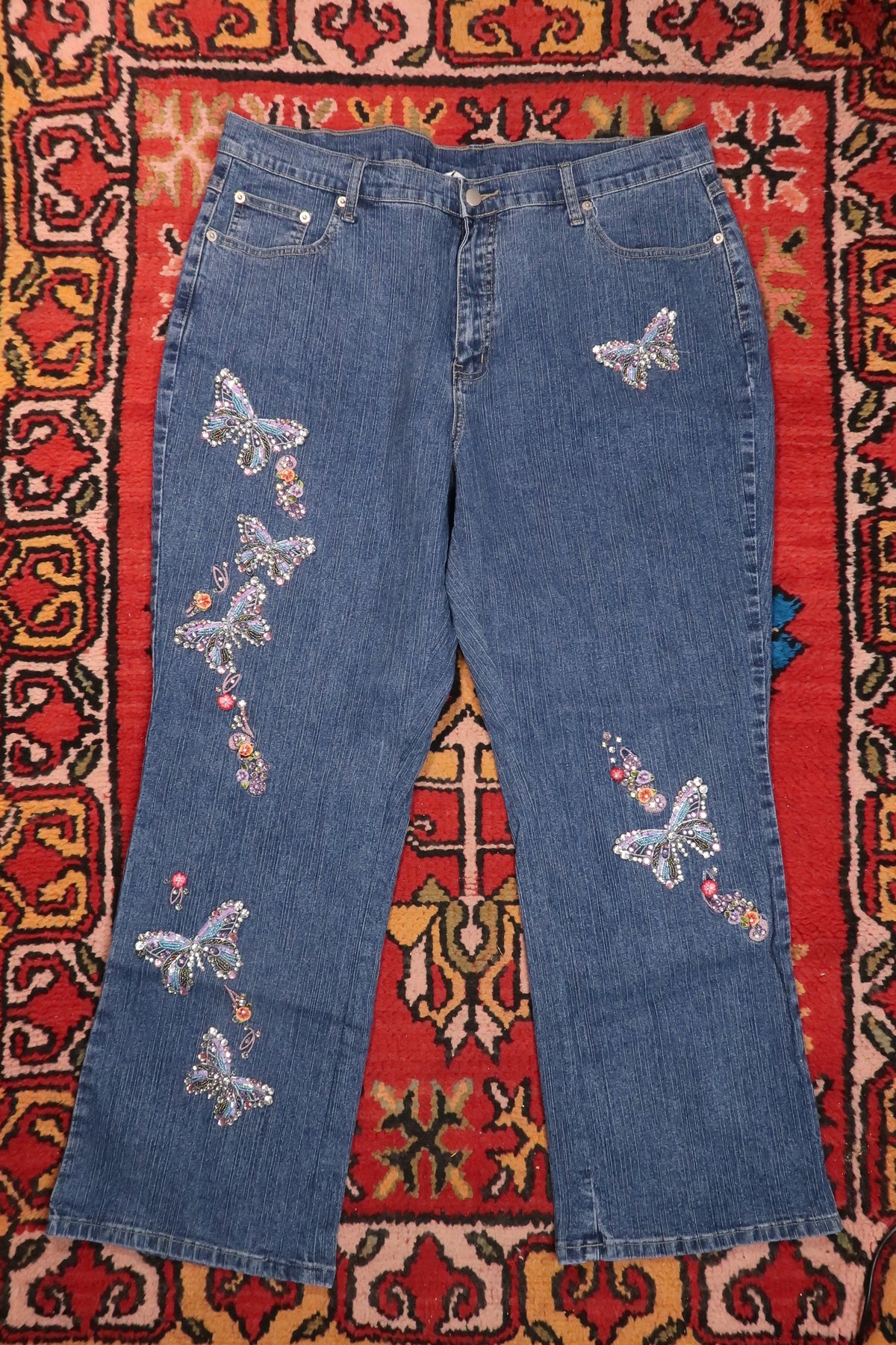 Vintage 2000s Rhinestone Butterfly Jeans