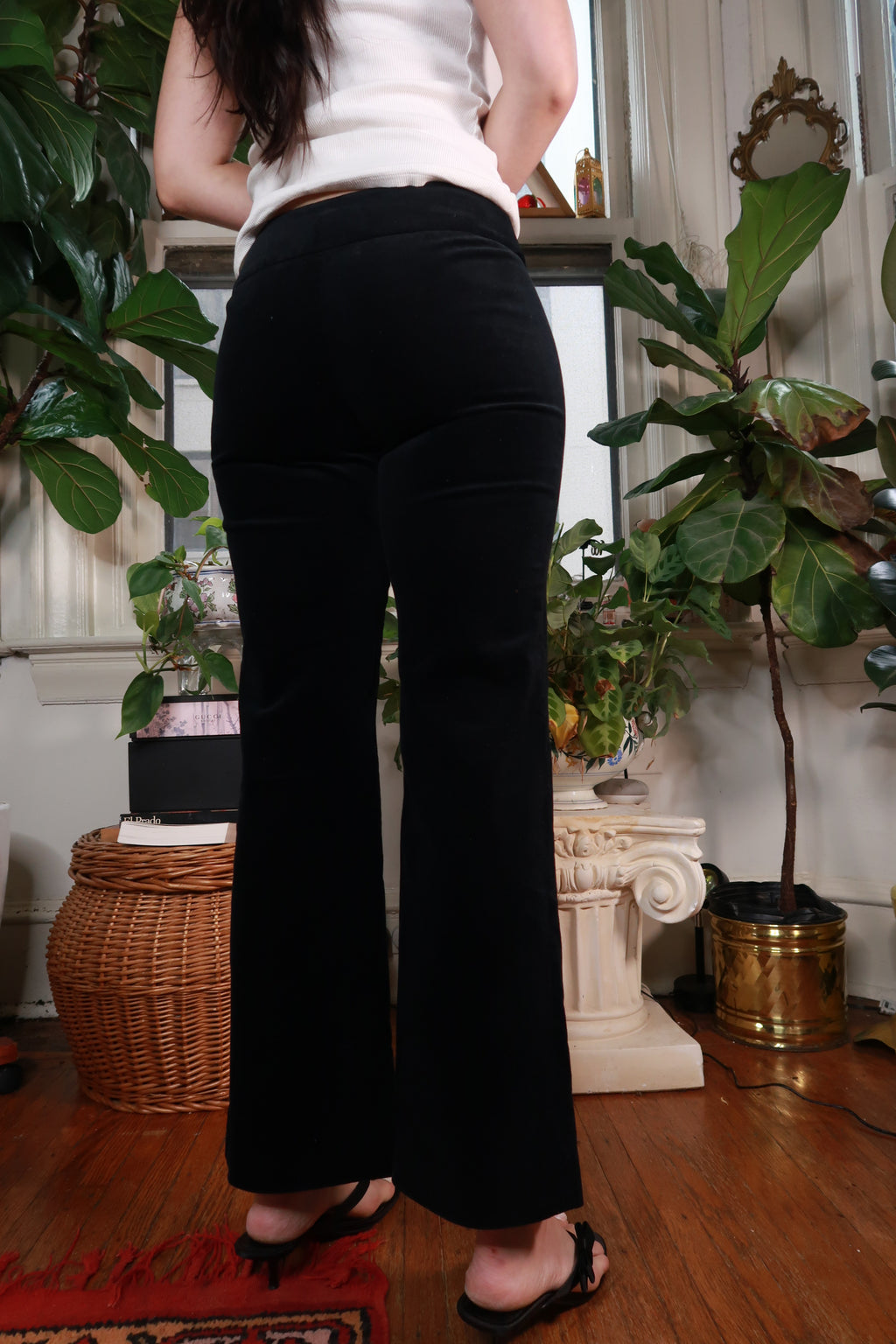 Vintage Black Velvet Flare Pants