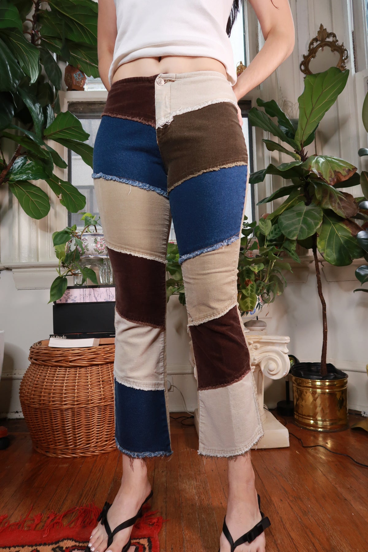 Vintage 2000s Patchwork Corduroy Flare Pants