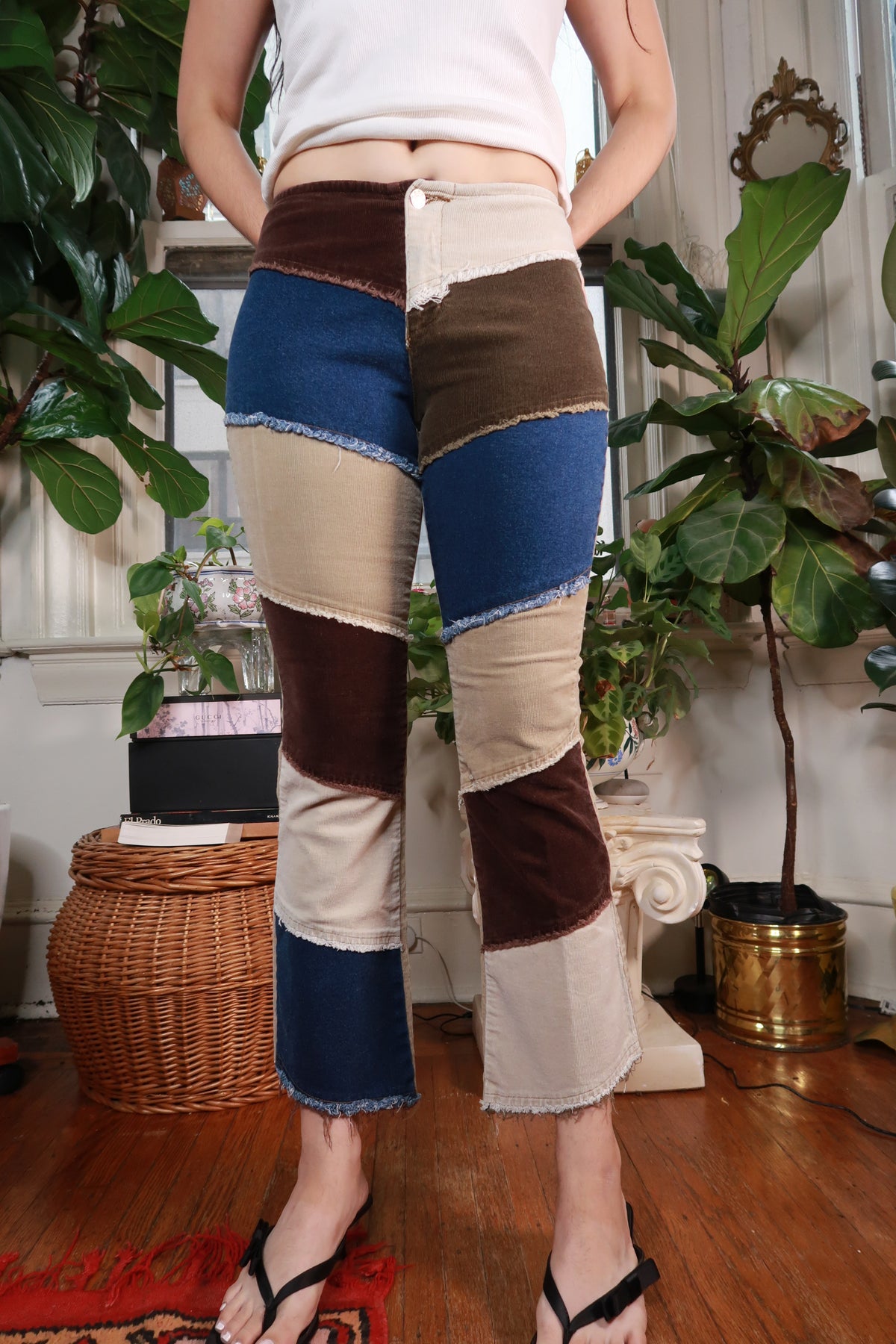 Vintage 2000s Patchwork Corduroy Flare Pants