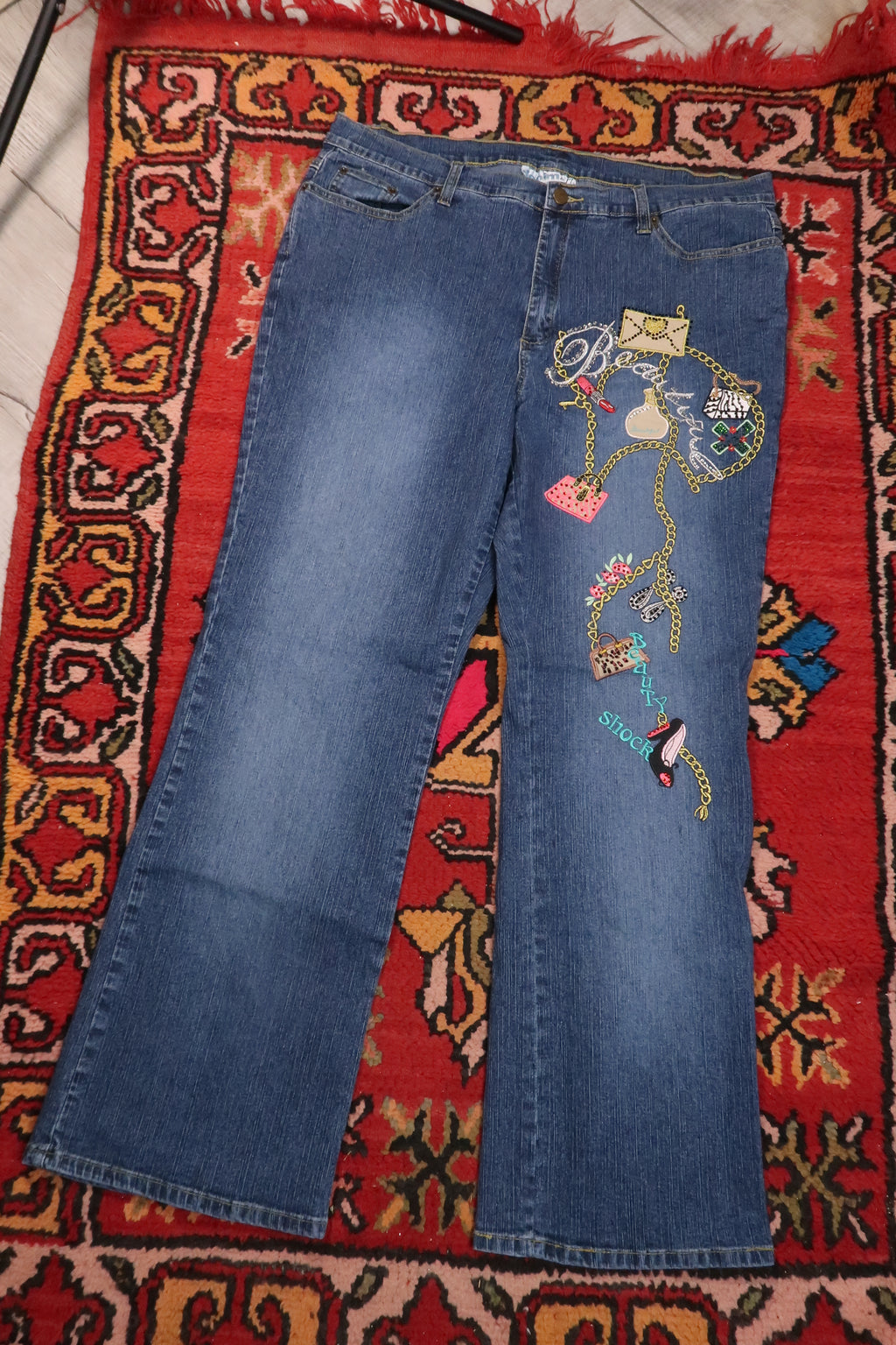 Vintage 2000s Embroidered “Beauty Shock” Jeans
