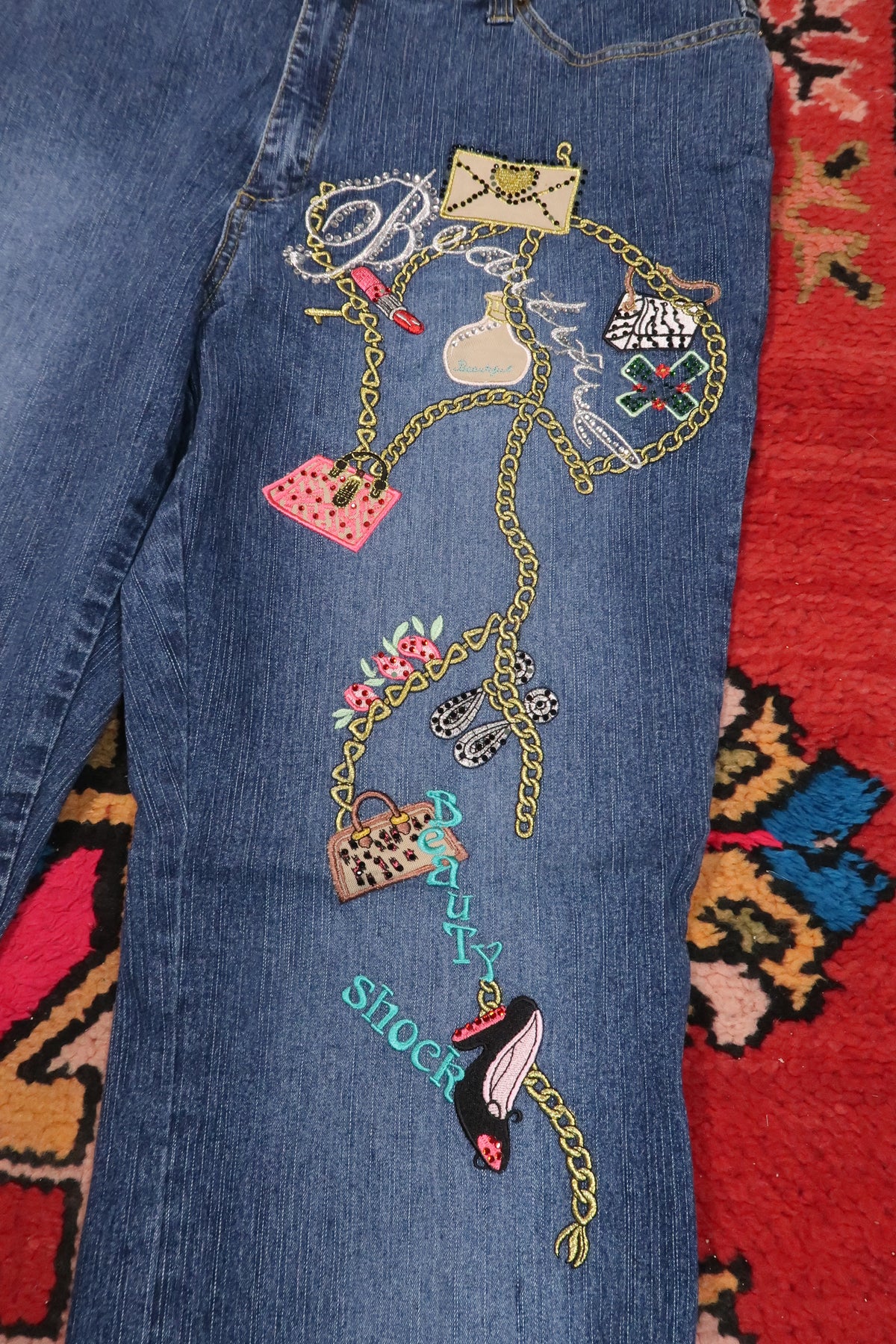 Vintage 2000s Embroidered “Beauty Shock” Jeans
