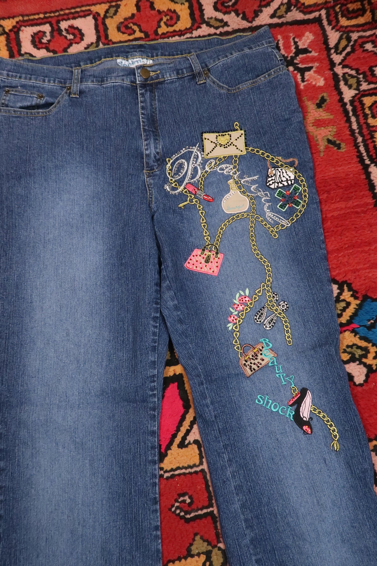Vintage 2000s Embroidered “Beauty Shock” Jeans