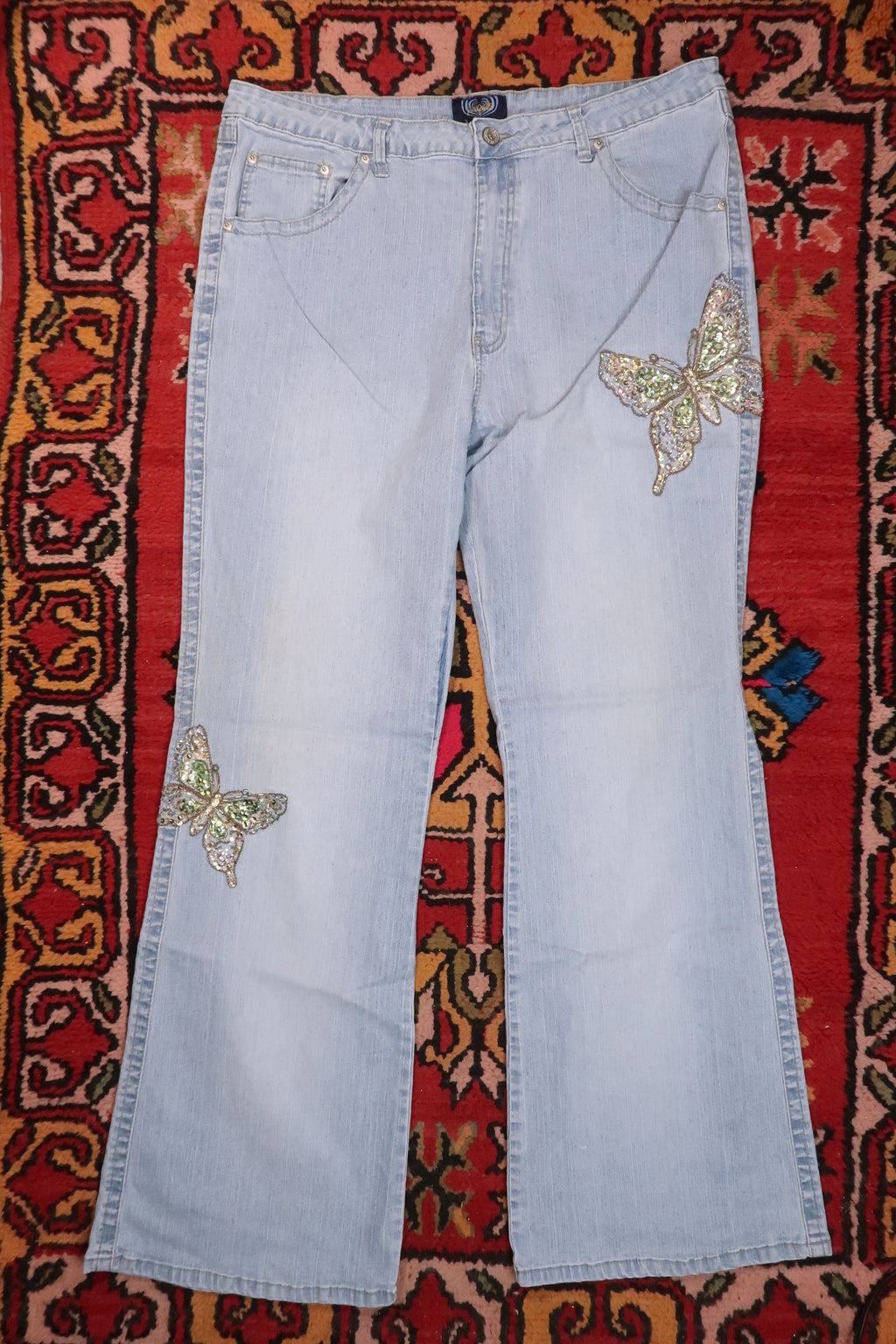 Vintage 2000s Sequin Butterfly Jeans - Elektra Vintage