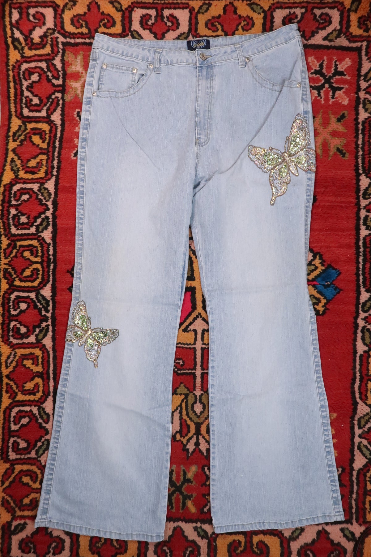 Vintage 2000s Sequin Butterfly Jeans - Elektra Vintage