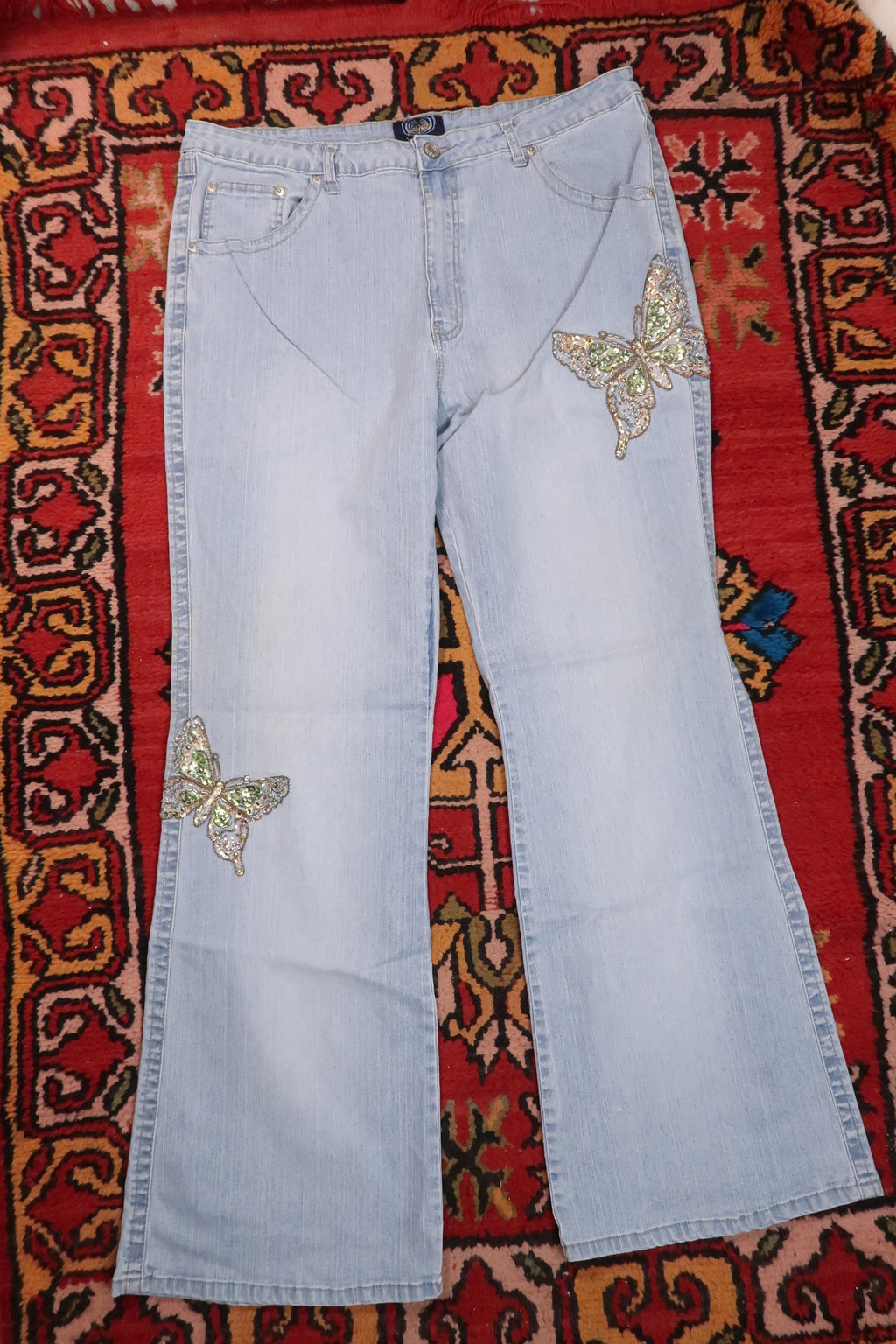Vintage 2000s Sequin Butterfly Jeans - Elektra Vintage