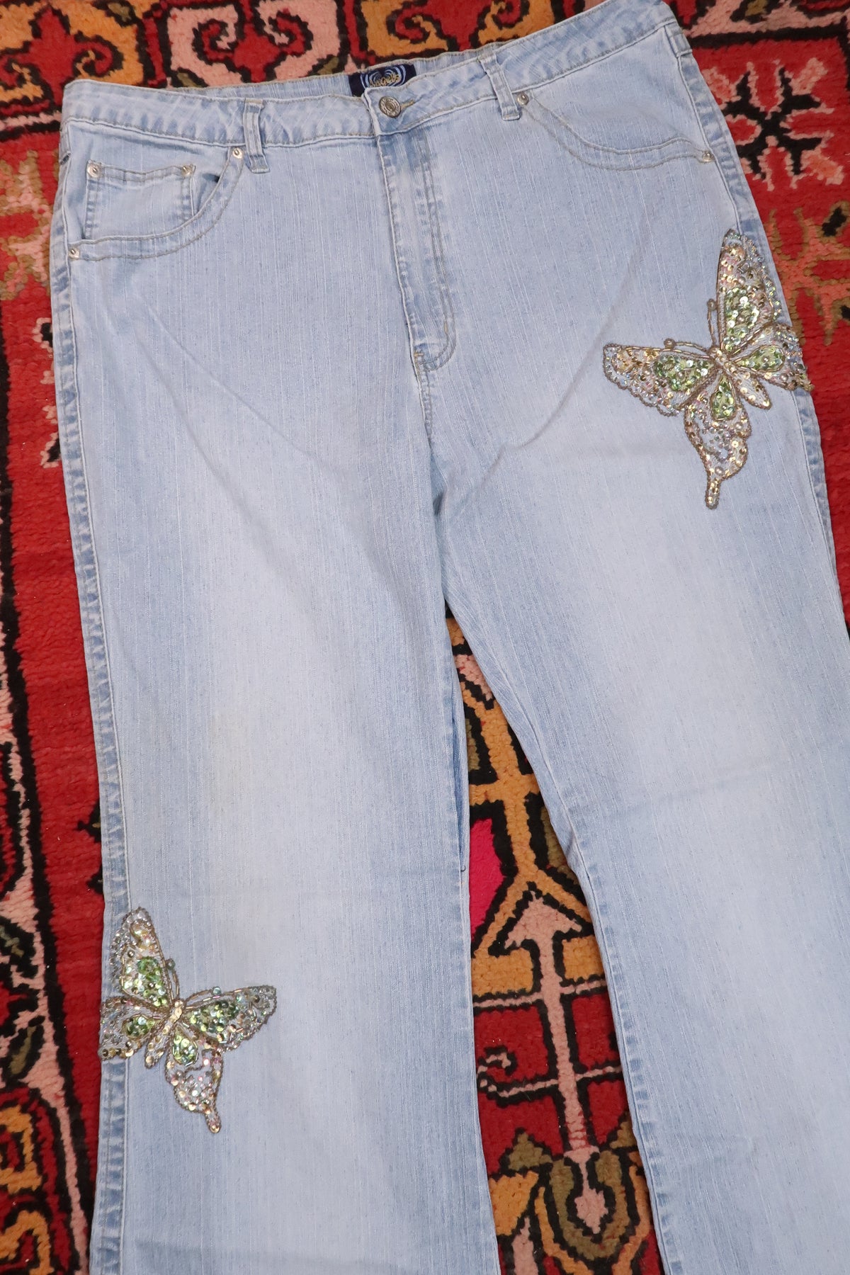Vintage 2000s Sequin Butterfly Jeans - Elektra Vintage