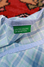 Load image into Gallery viewer, Vintage 2000s pastel blue plaid cotton midi skirt for women from Elektra Vintage, showing the skirt's pattern and fabric details.
