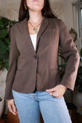 Theory Brown Fitted Single Button Blazer