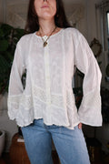 Vintage 2000s White Embroidered Boho Blouse