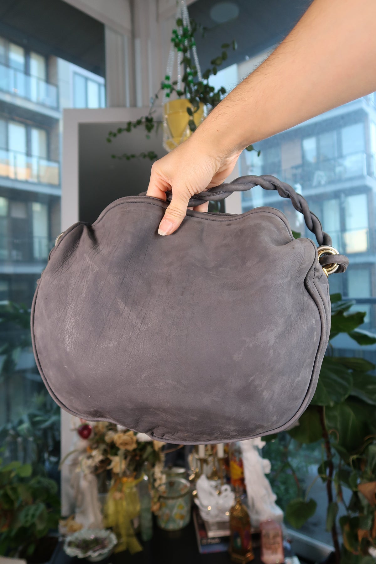 Vintage Italian Leather Hobo Saddle Bag