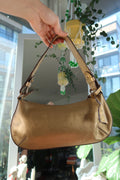 Vintage 2000s Metallic Gold Shoulder Bag with Croc Embossed Strap