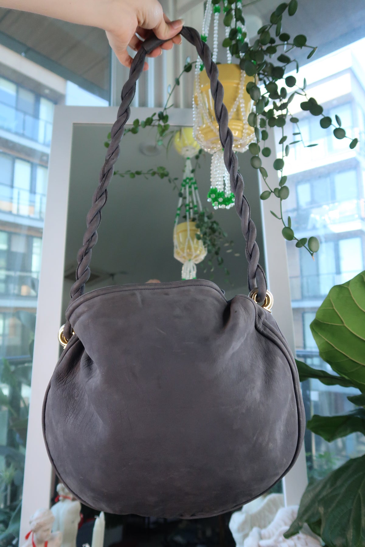 Vintage Italian Leather Hobo Saddle Bag