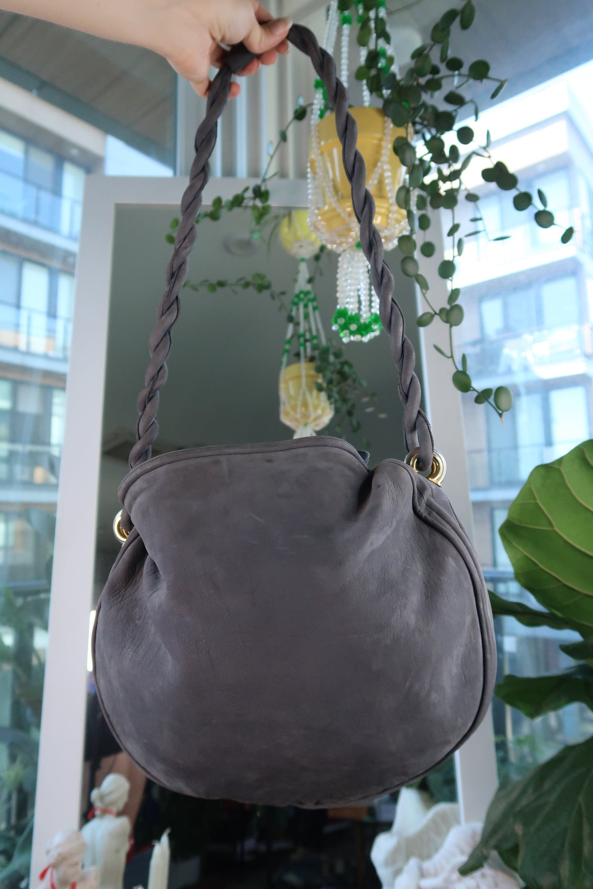 Vintage Italian Leather Hobo Saddle Bag