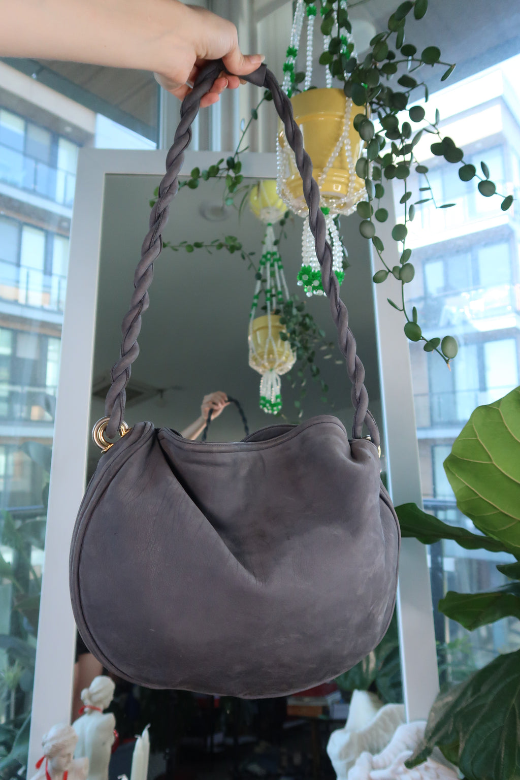 Vintage Italian Leather Hobo Saddle Bag