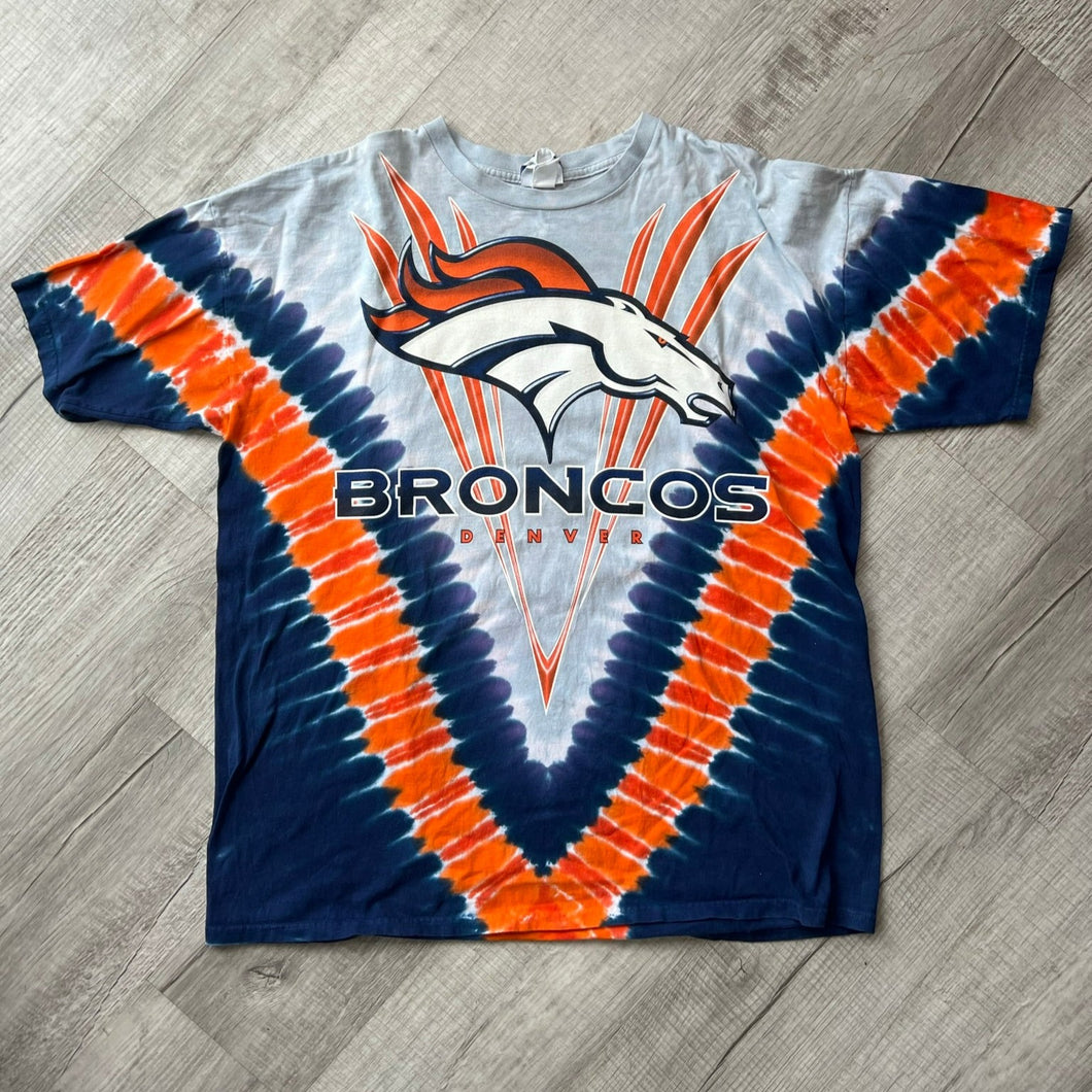 Vintage Liquid Blue Tie Dye Broncos Denver Graphic T-shirt