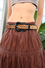 Load image into Gallery viewer, Vintage Leather Belt with Leopard Print Faux Fur
