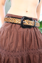 Load image into Gallery viewer, Vintage Leather Belt with Leopard Print Faux Fur
