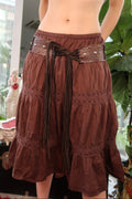 Vintage Brown Leather Studded Fringe Tie Belt - Elektra Vintage