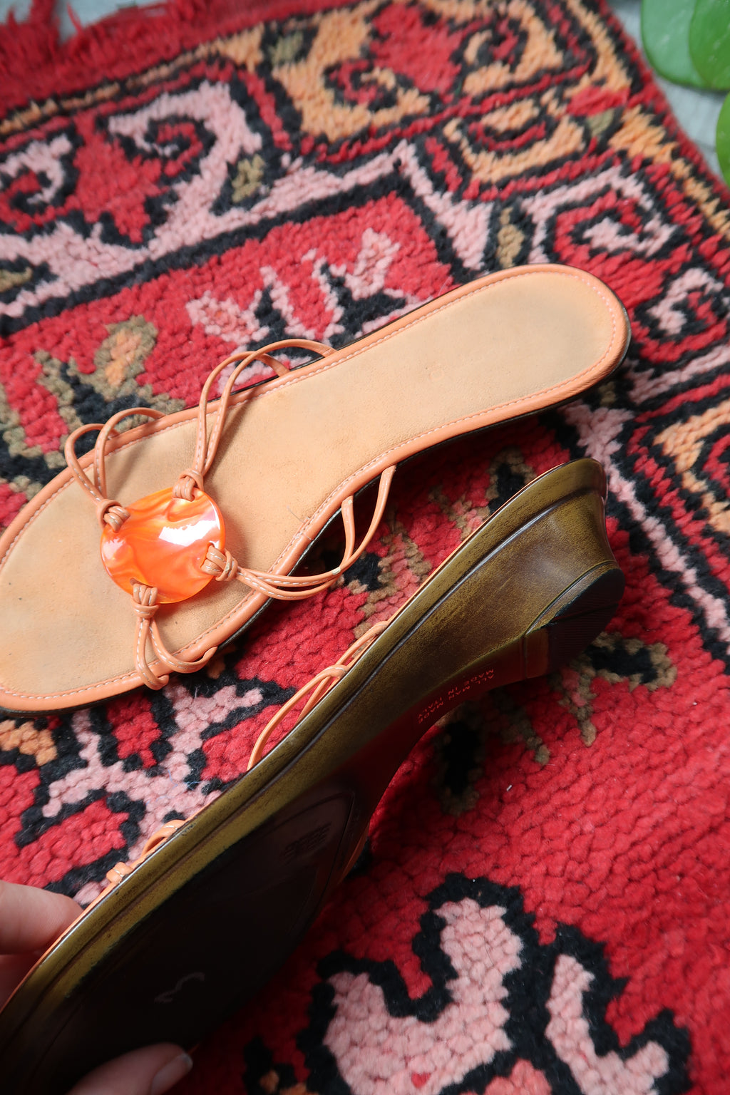 Vintage Orange Kitten Heel Wedges