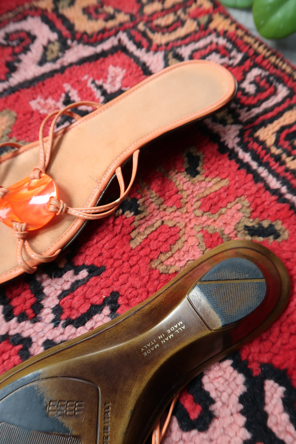 Vintage Orange Kitten Heel Wedges