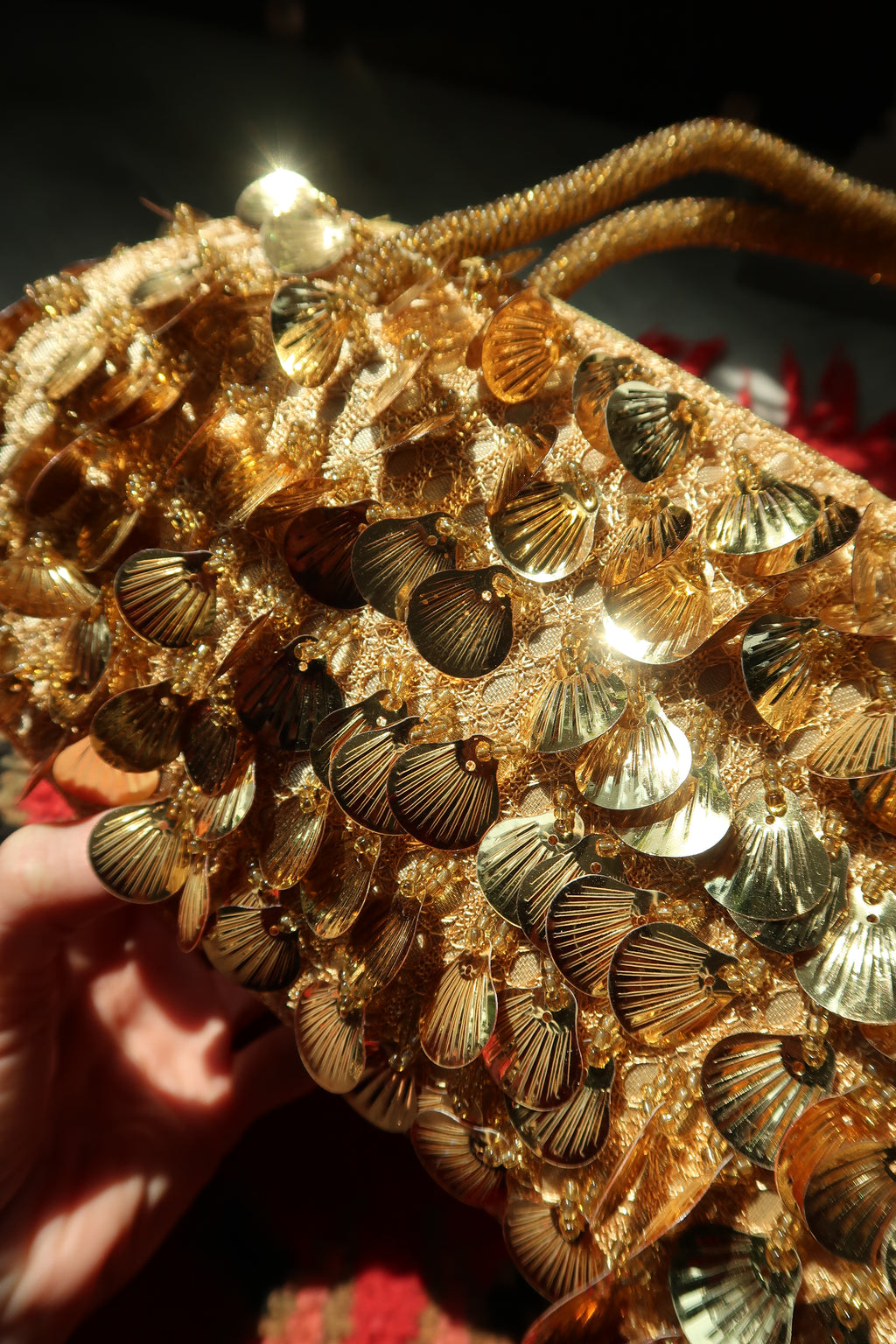 Vintage Gold Scallop Seashell Sequin Bag